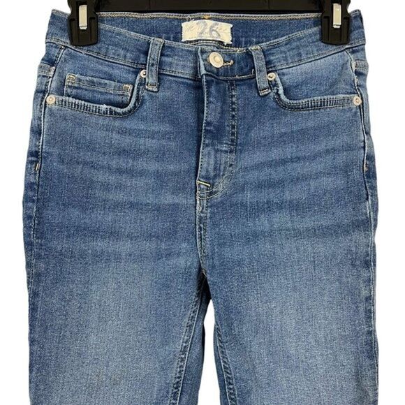 We The Free People Womens Skinny Mid Rise Distressed Destroyed Blue Jeans sz 26 - Picture 2 of 16
